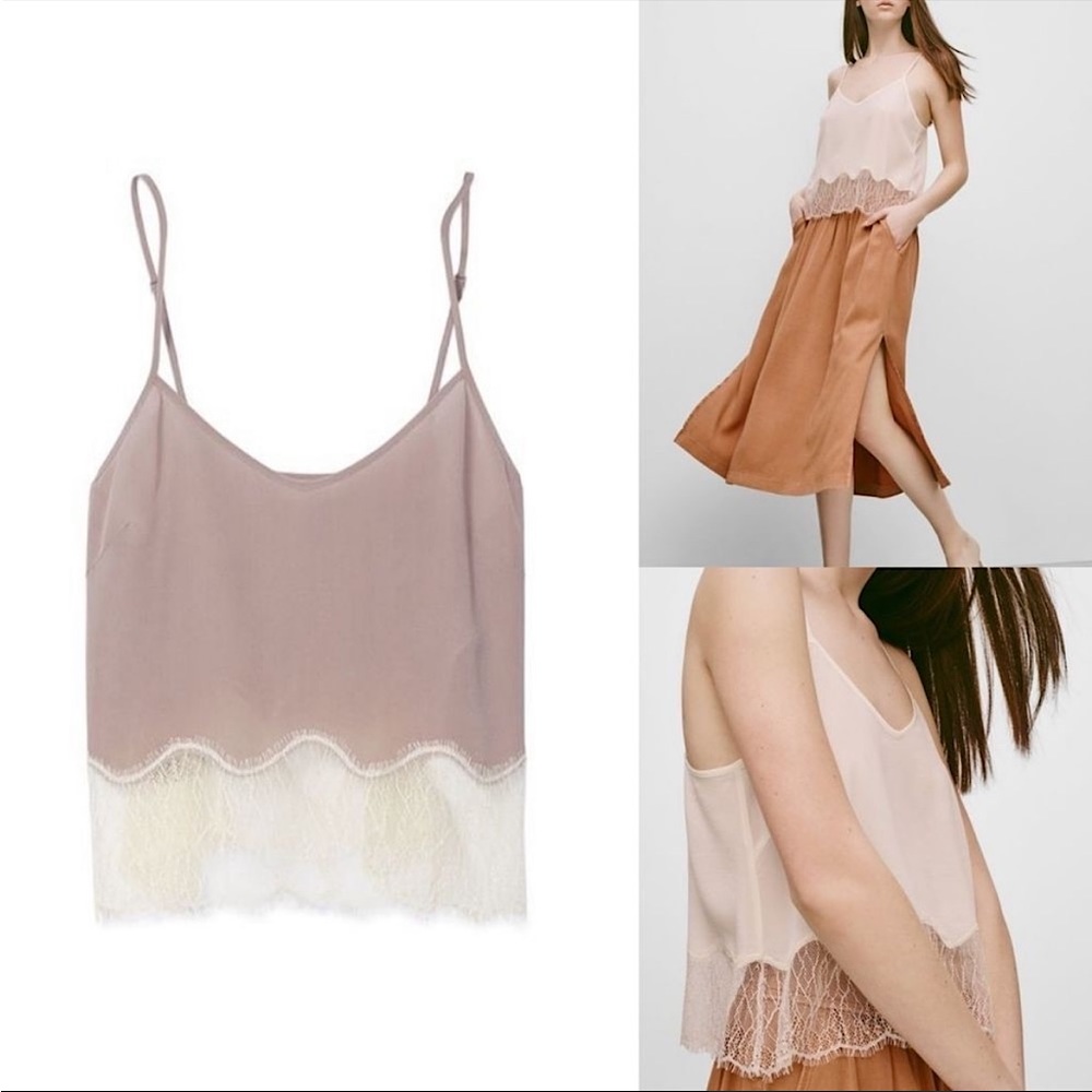 NWT Wilfred silk tank top lace trimmed xxs $195